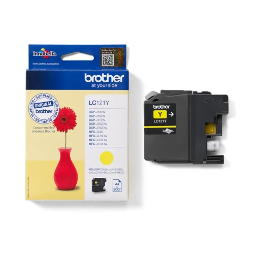 Brother LC-121Y | Oryginalny pojemnik z tuszem yellow do 300 stron