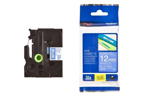 Brother TZe-535 | biały nadruk na niebieskim tle, 12 mm szerokości