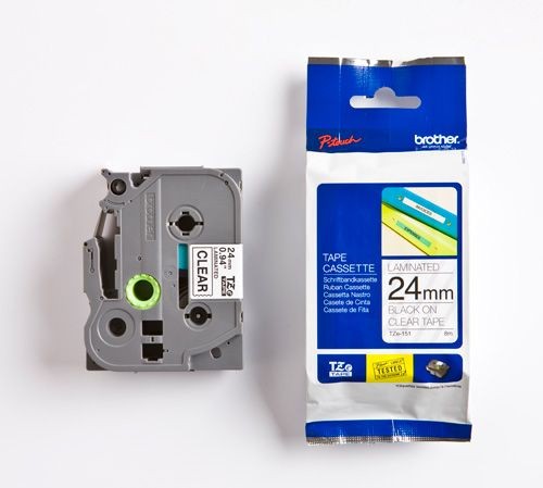 Brother TZe-151 | czarny nadruk na bezbarwnym tle, 24 mm szerokości 
